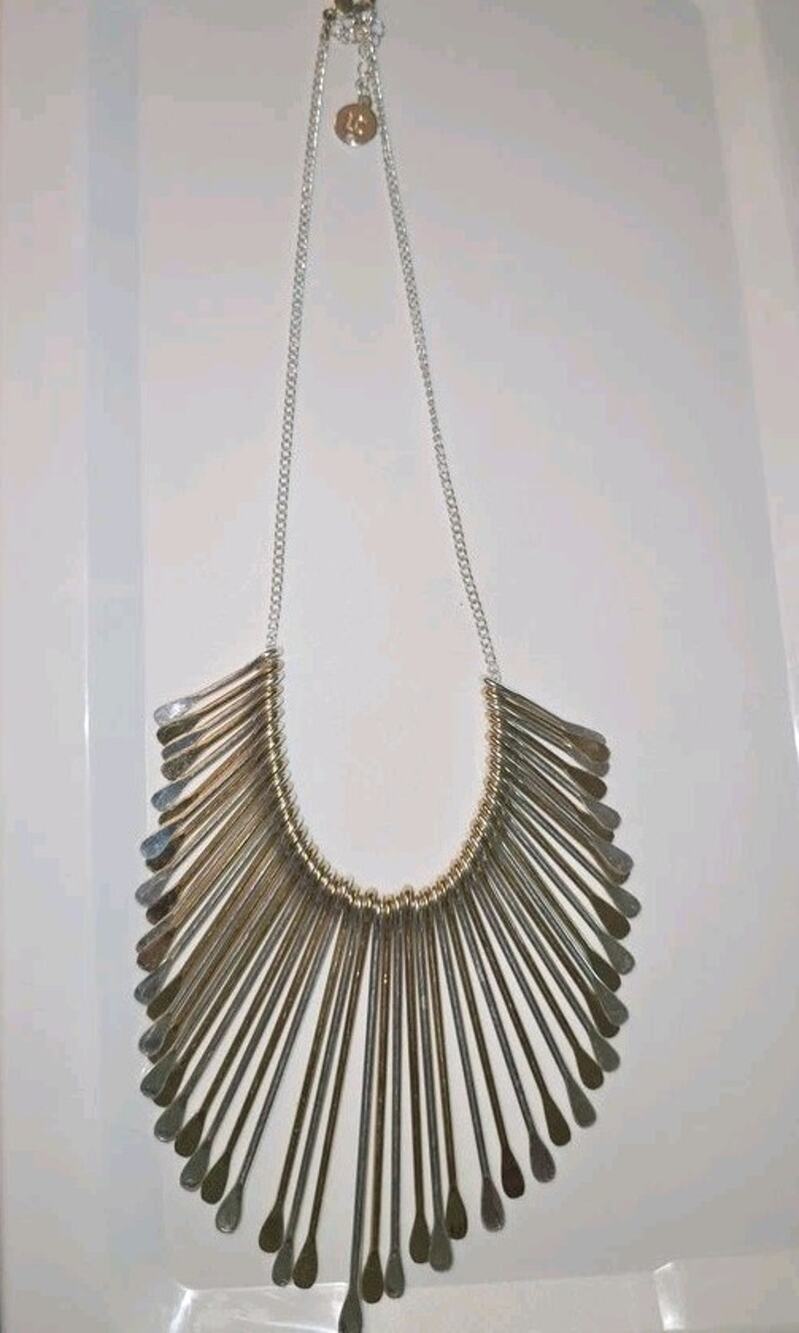 Liz Claiborne Statement Necklace with Metal Fringe Design